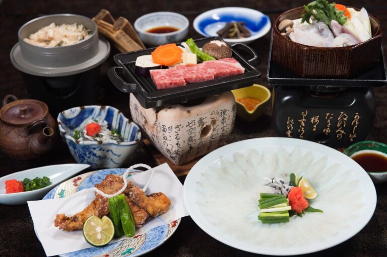 地のものを使った夕食の膳
